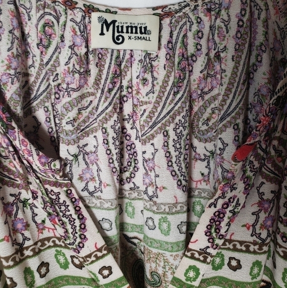 Show Me Your Mumu Bohemian Peasant Vneck Oversized Shirt Sz XS - Picture 4 of 8
